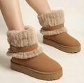 Fur-Cuff Buckle Platform Boots