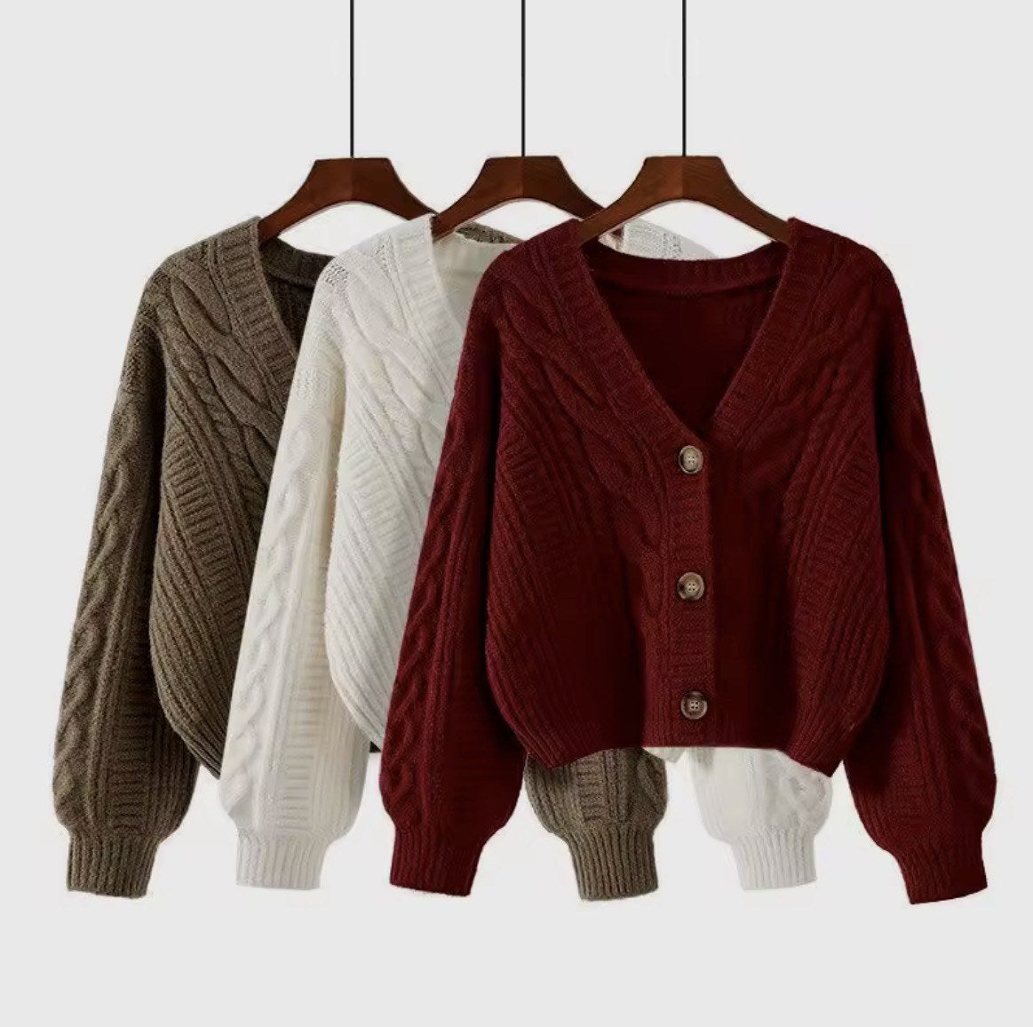 Cable-Knit Cropped Cardigan