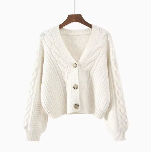 Cable-Knit Cropped Cardigan