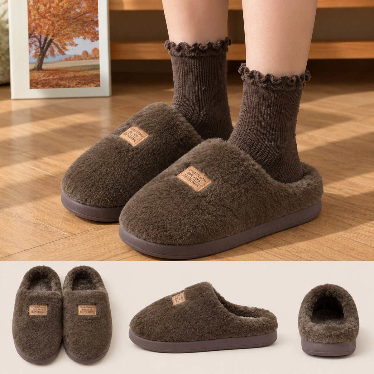 Fluffy Platform House Slippers