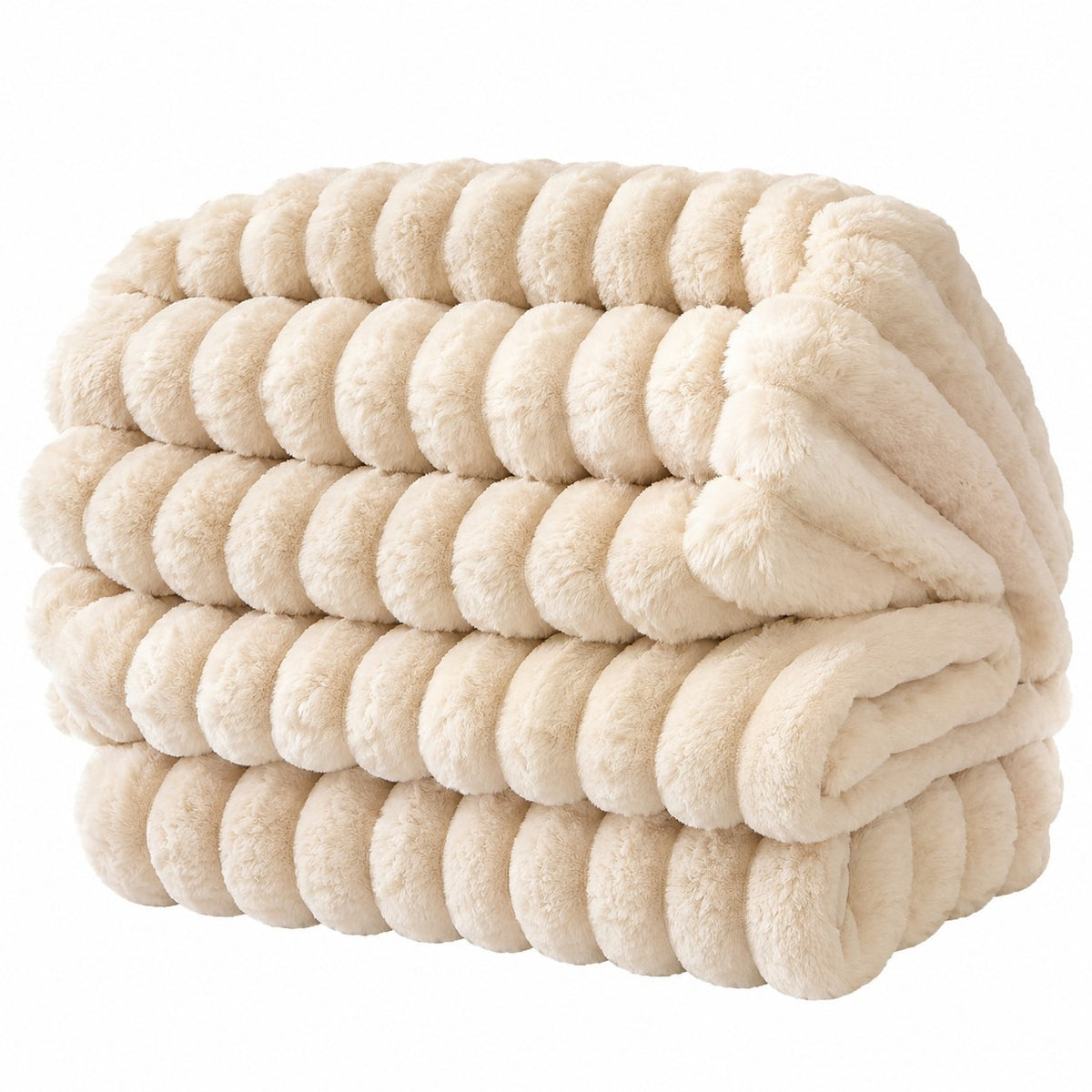 Faux-Fur Striped Throw Blanket