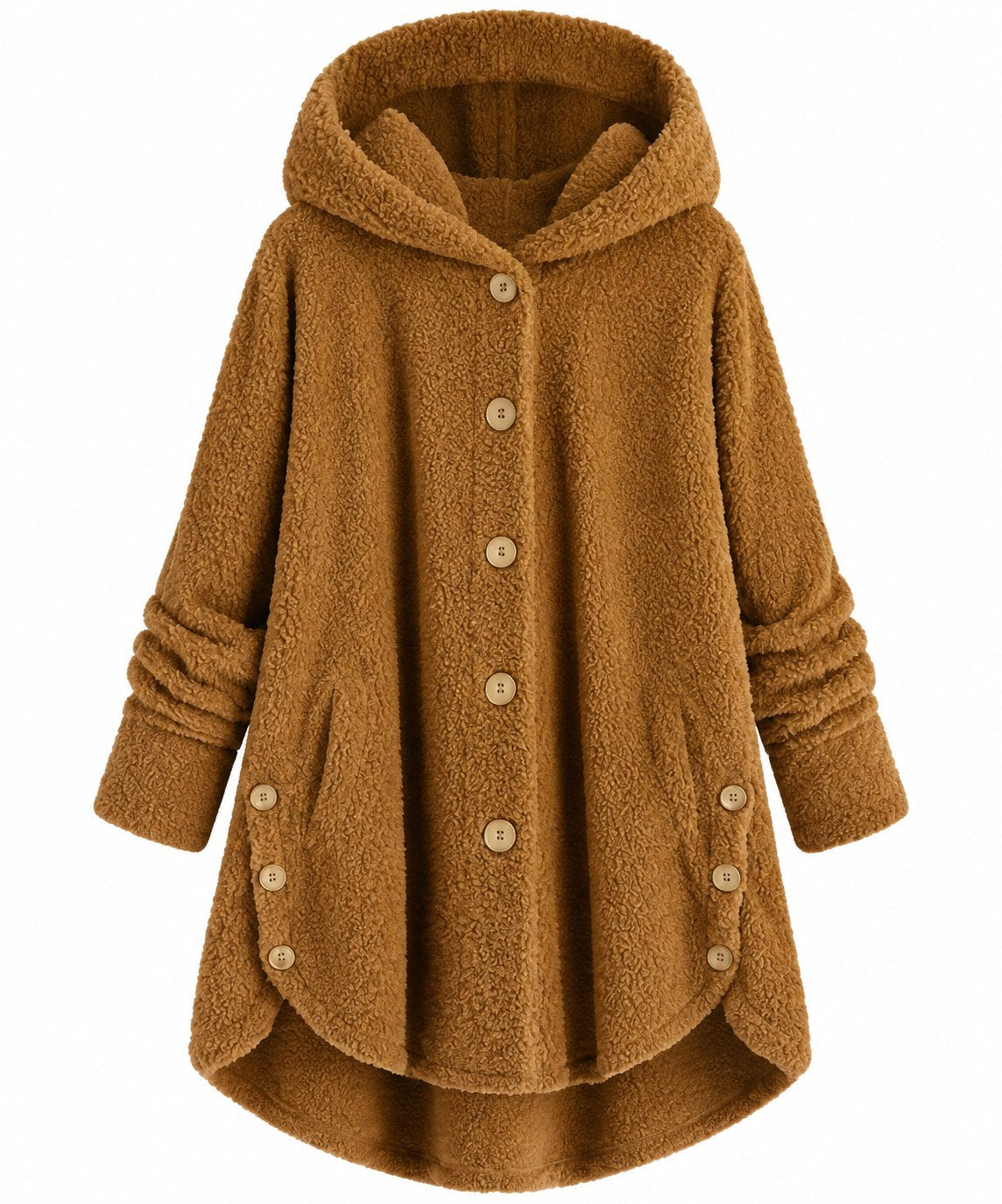 Teddy Hooded Button Coat