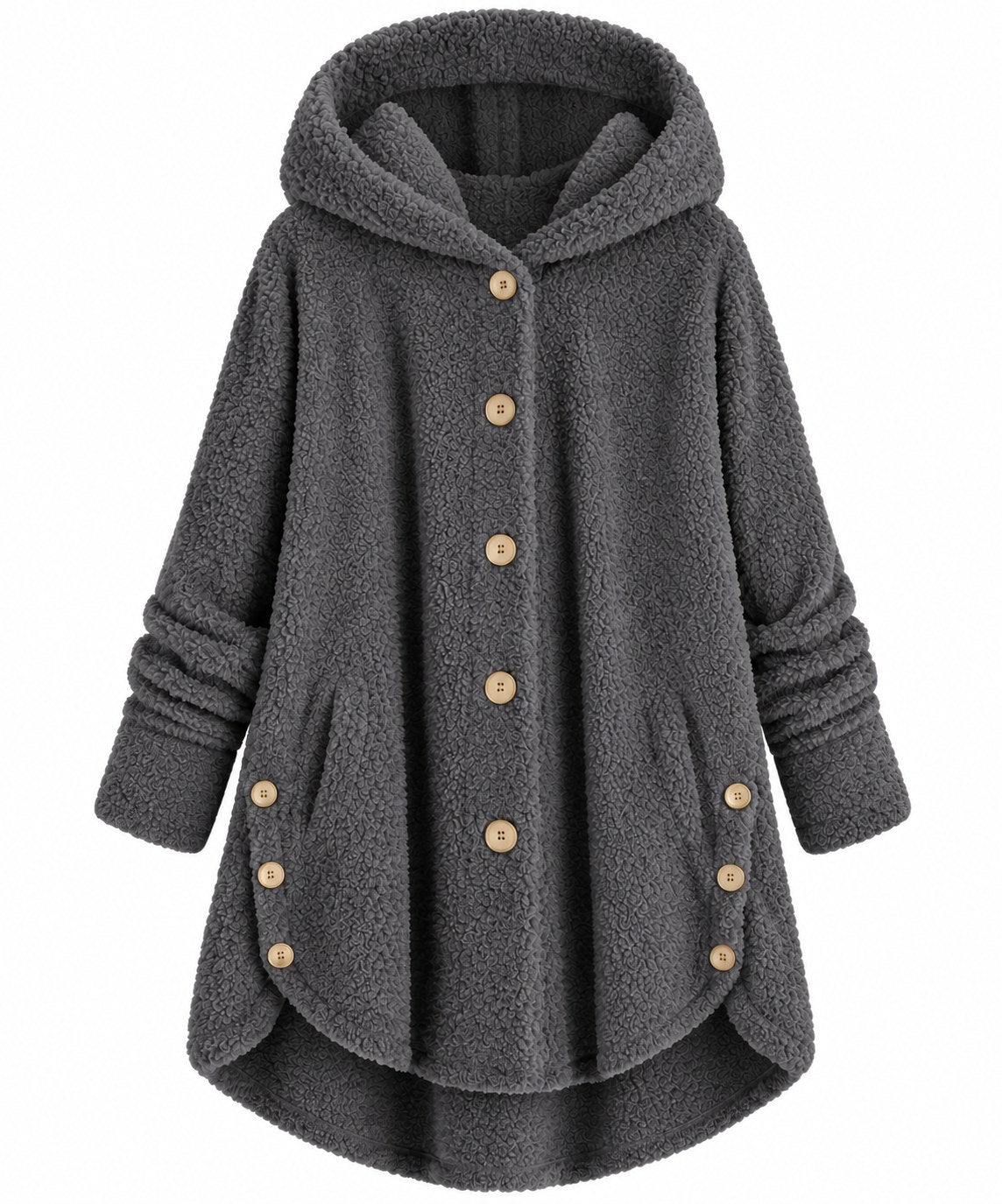 Teddy Hooded Button Coat