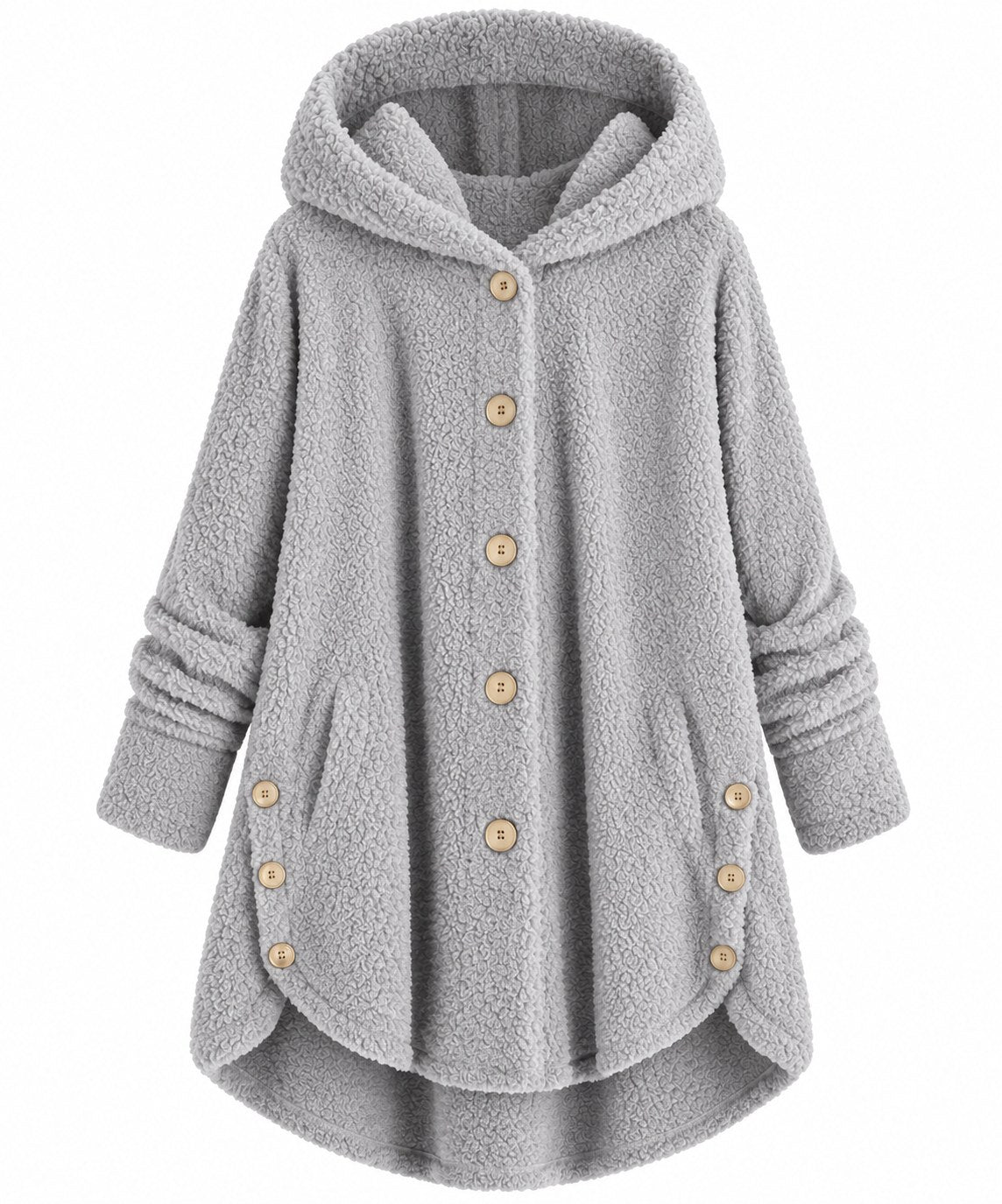 Teddy Hooded Button Coat