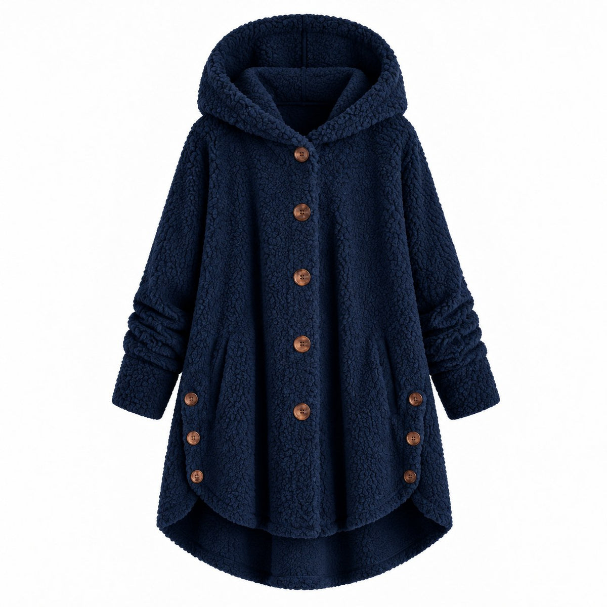 Teddy Hooded Button Coat