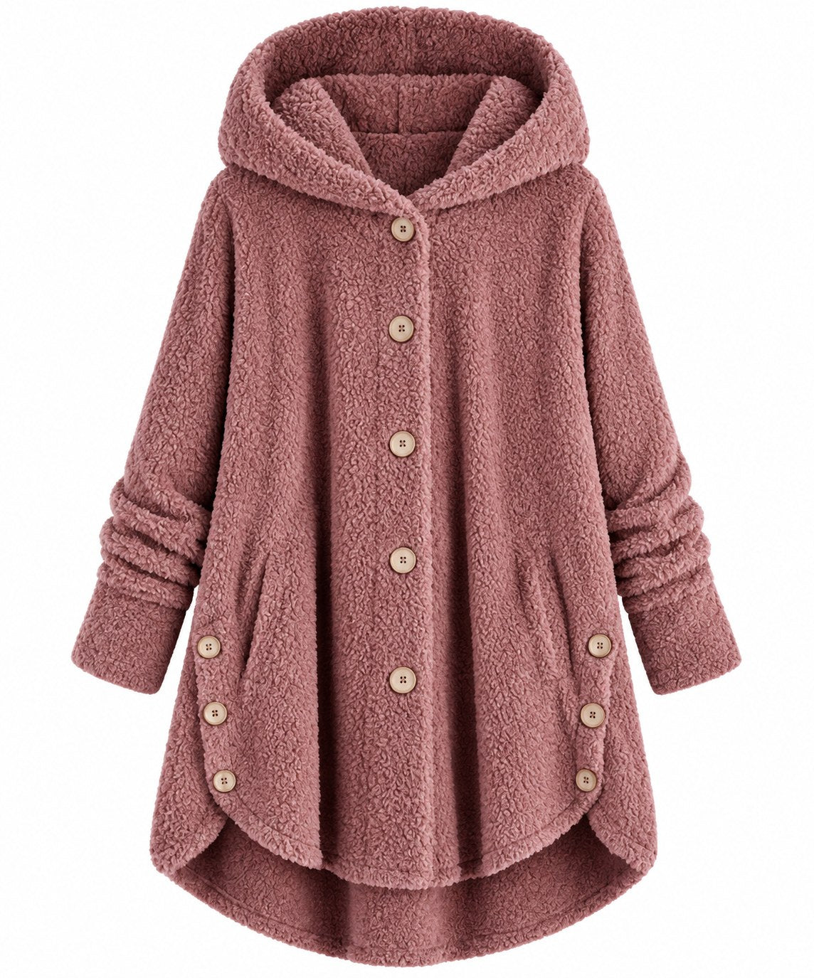 Teddy Hooded Button Coat