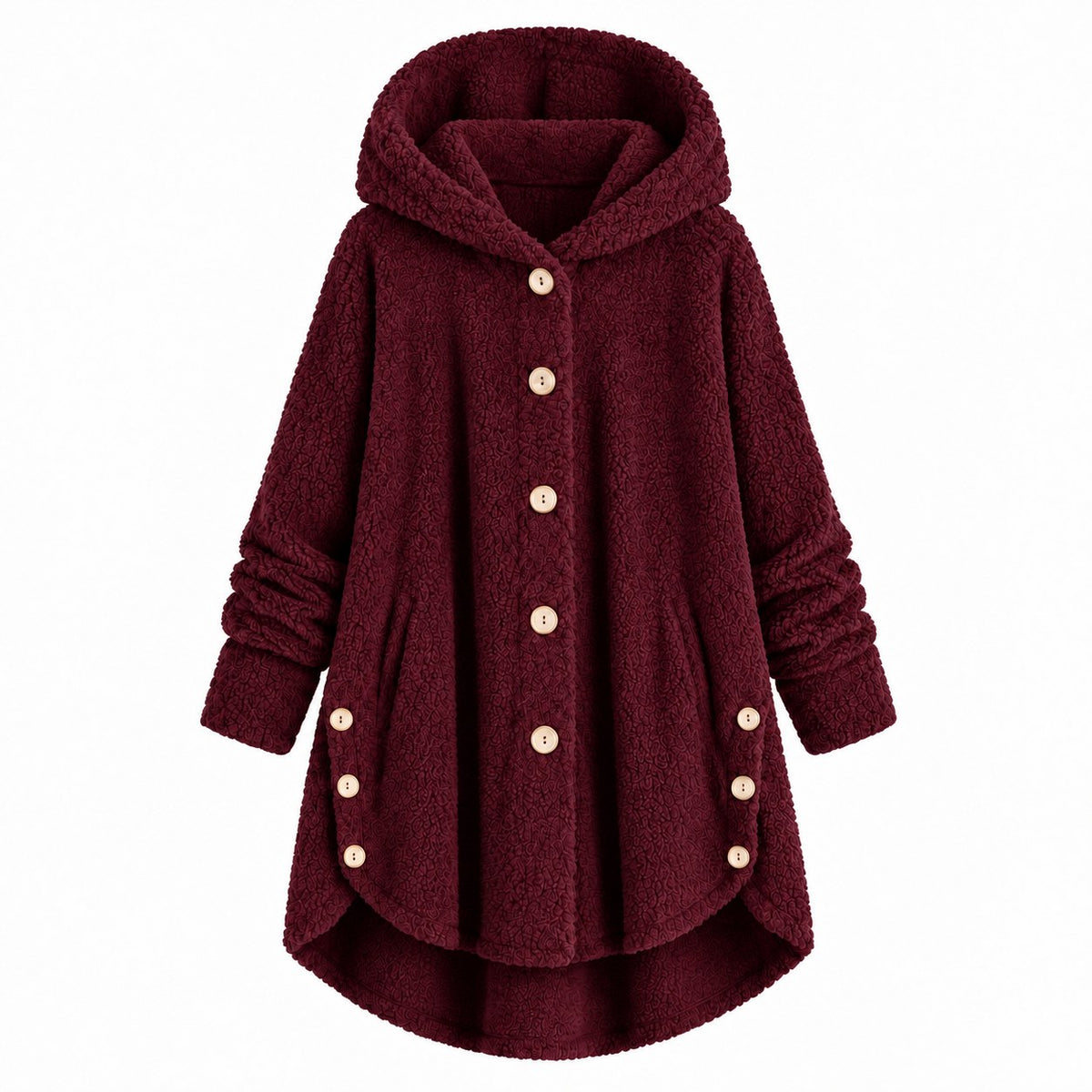 Teddy Hooded Button Coat