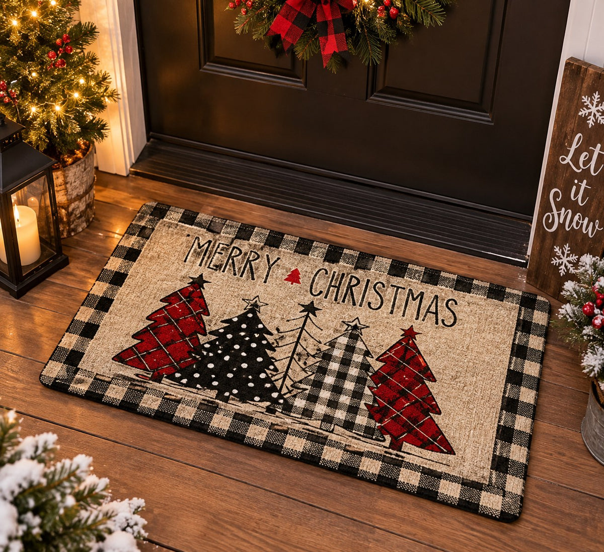 Plaid Christmas Tree Mat